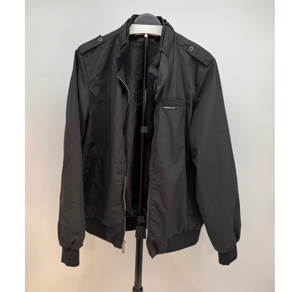 Members Only Mens Iconic Racer Jacket Black Medium MM070111 Full Zip Bomber